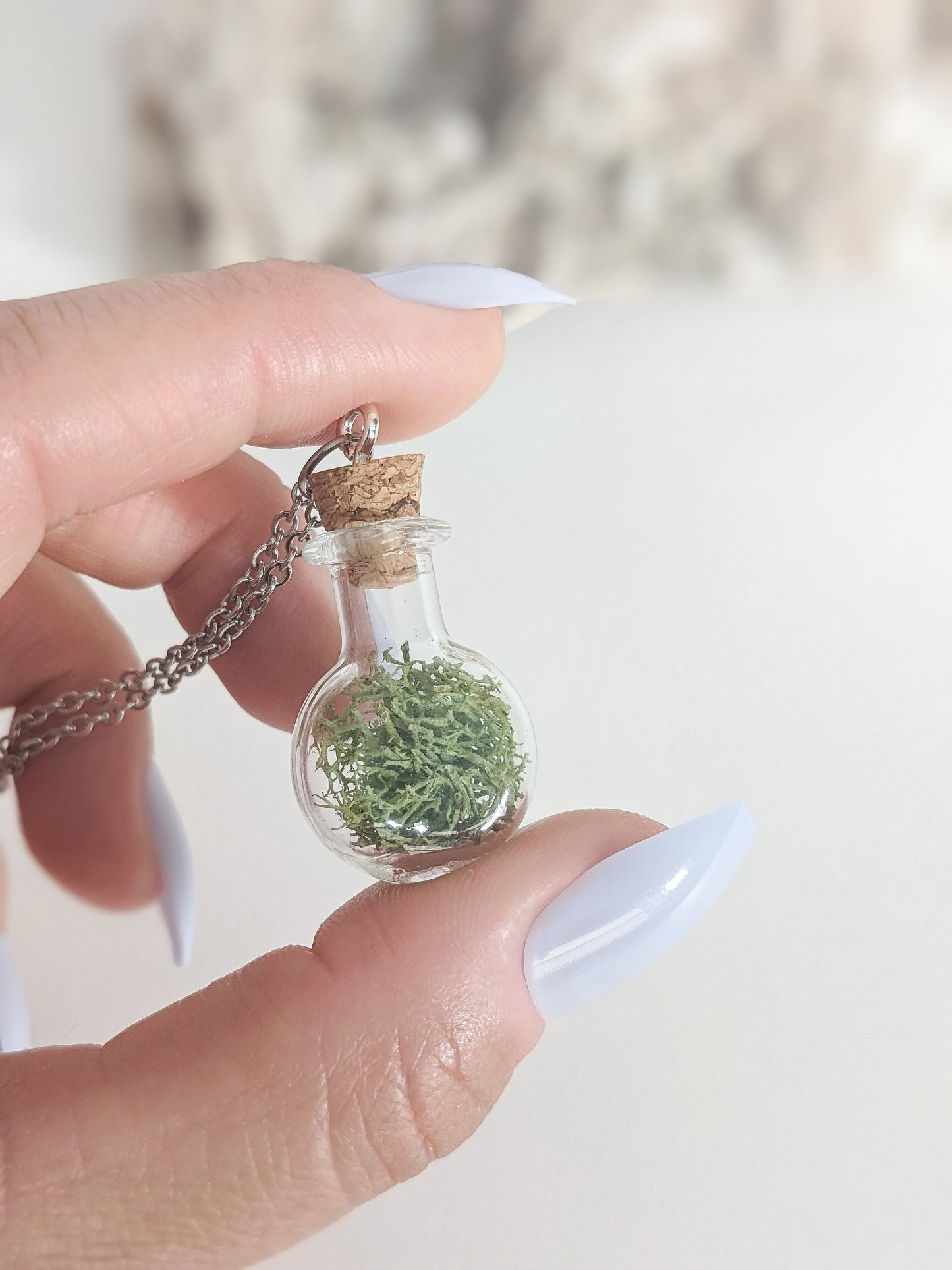 Tiny Moss Terrarium Bottle Necklace