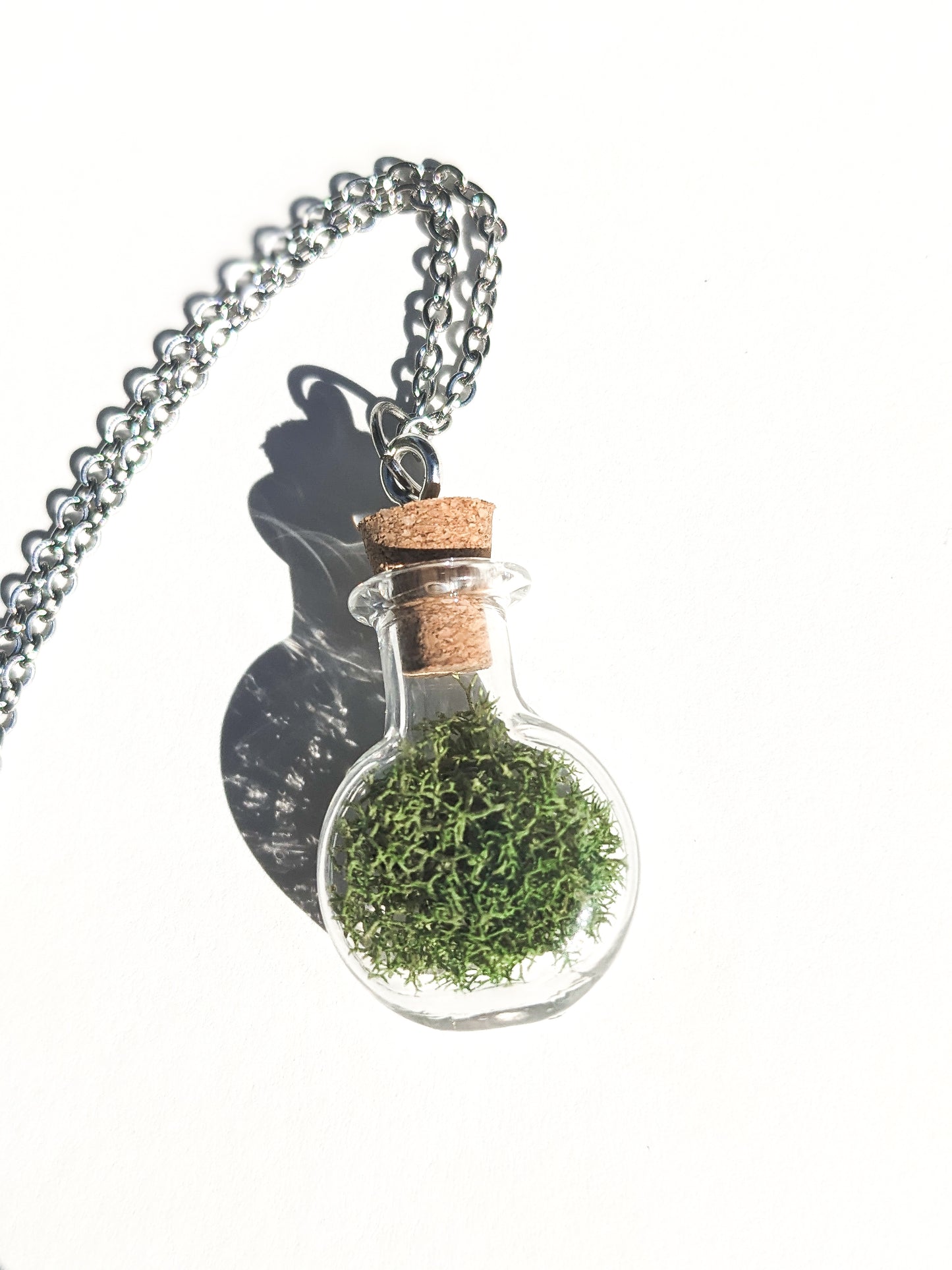 Tiny Moss Terrarium Bottle Necklace