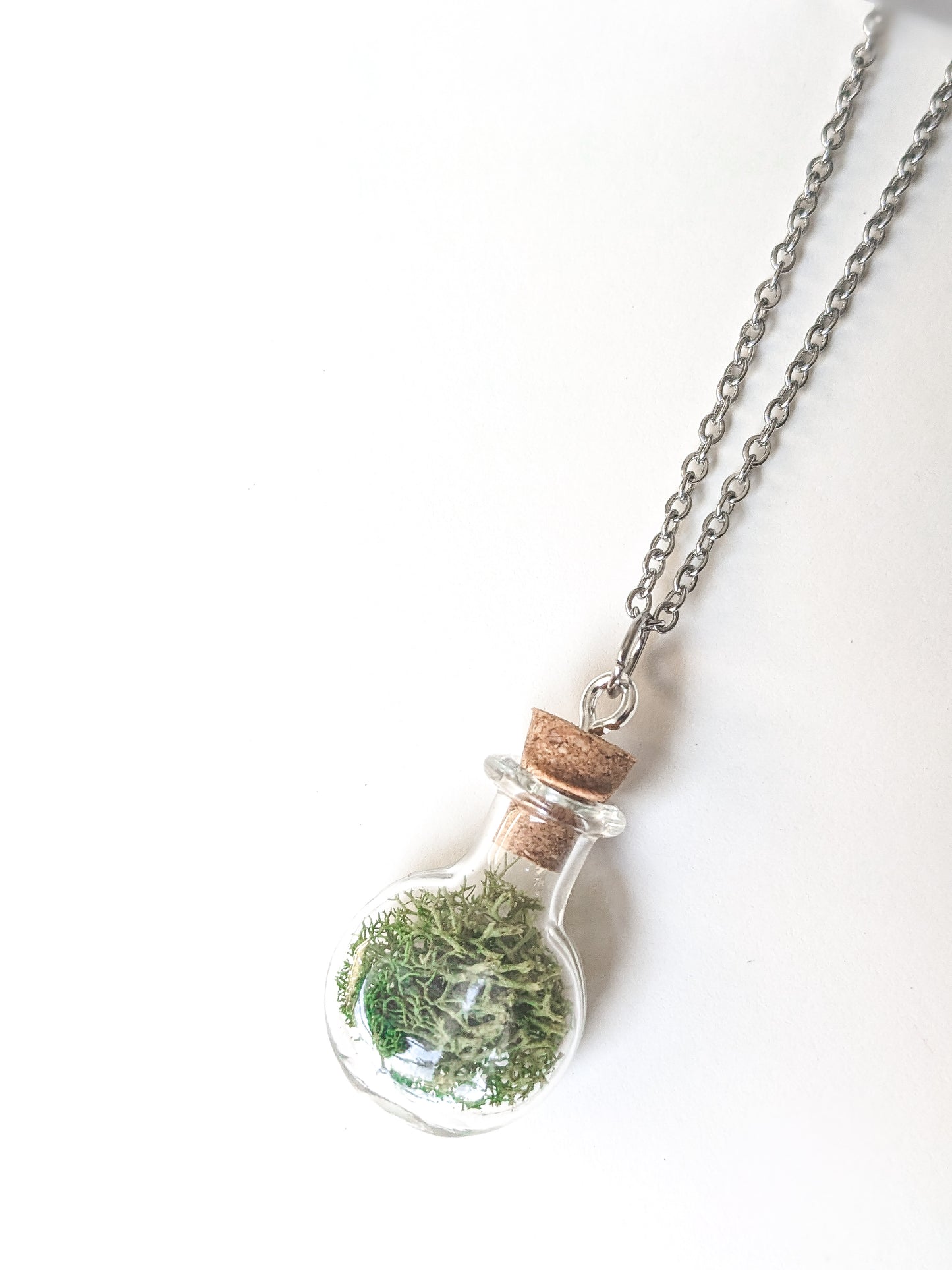 Tiny Moss Terrarium Bottle Necklace