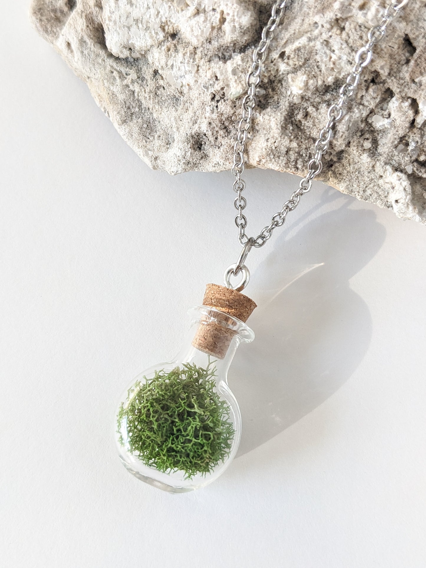 Tiny Moss Terrarium Bottle Necklace