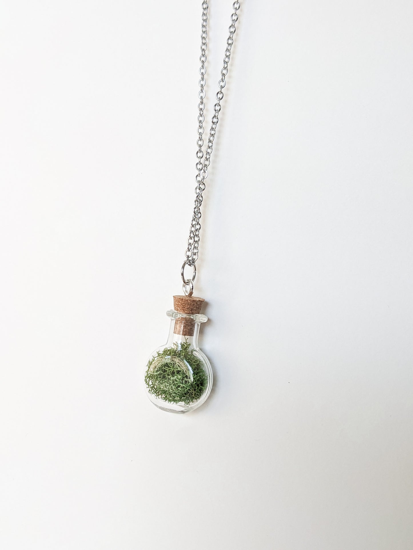 Tiny Moss Terrarium Bottle Necklace