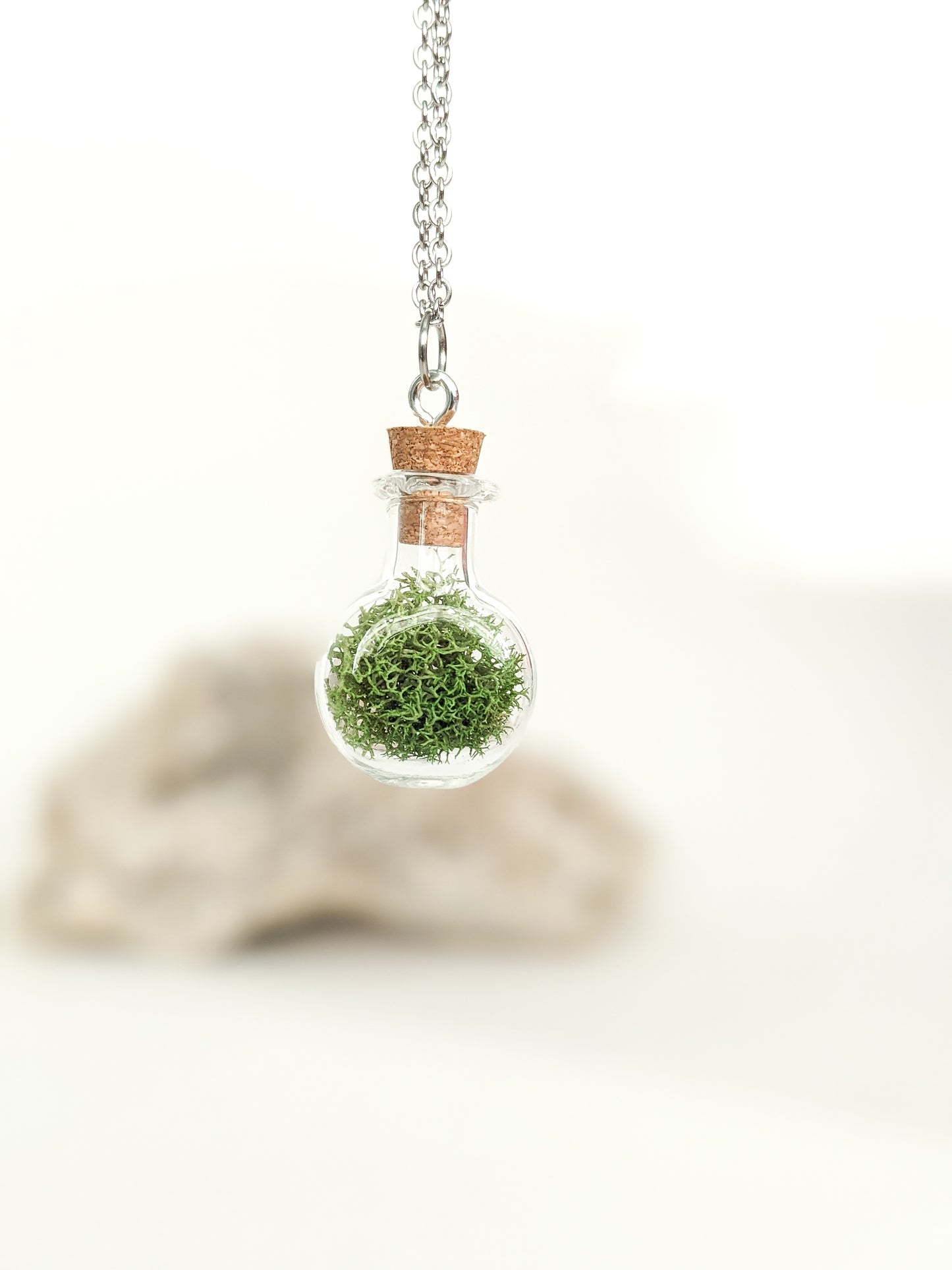 Tiny Moss Terrarium Bottle Necklace