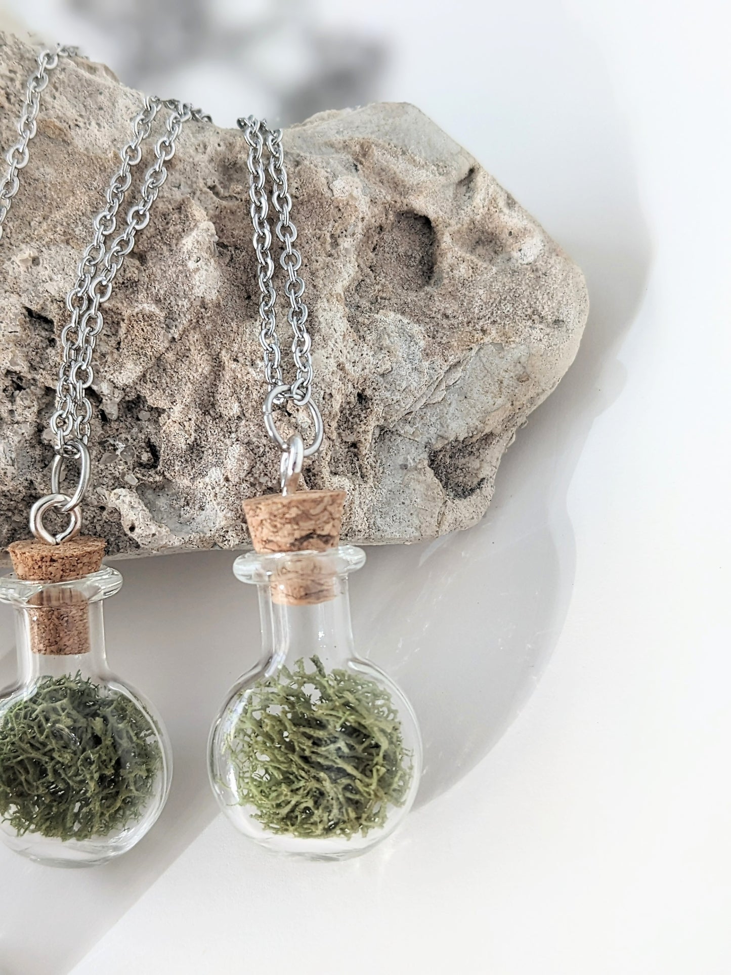 Tiny Moss Terrarium Bottle Necklace