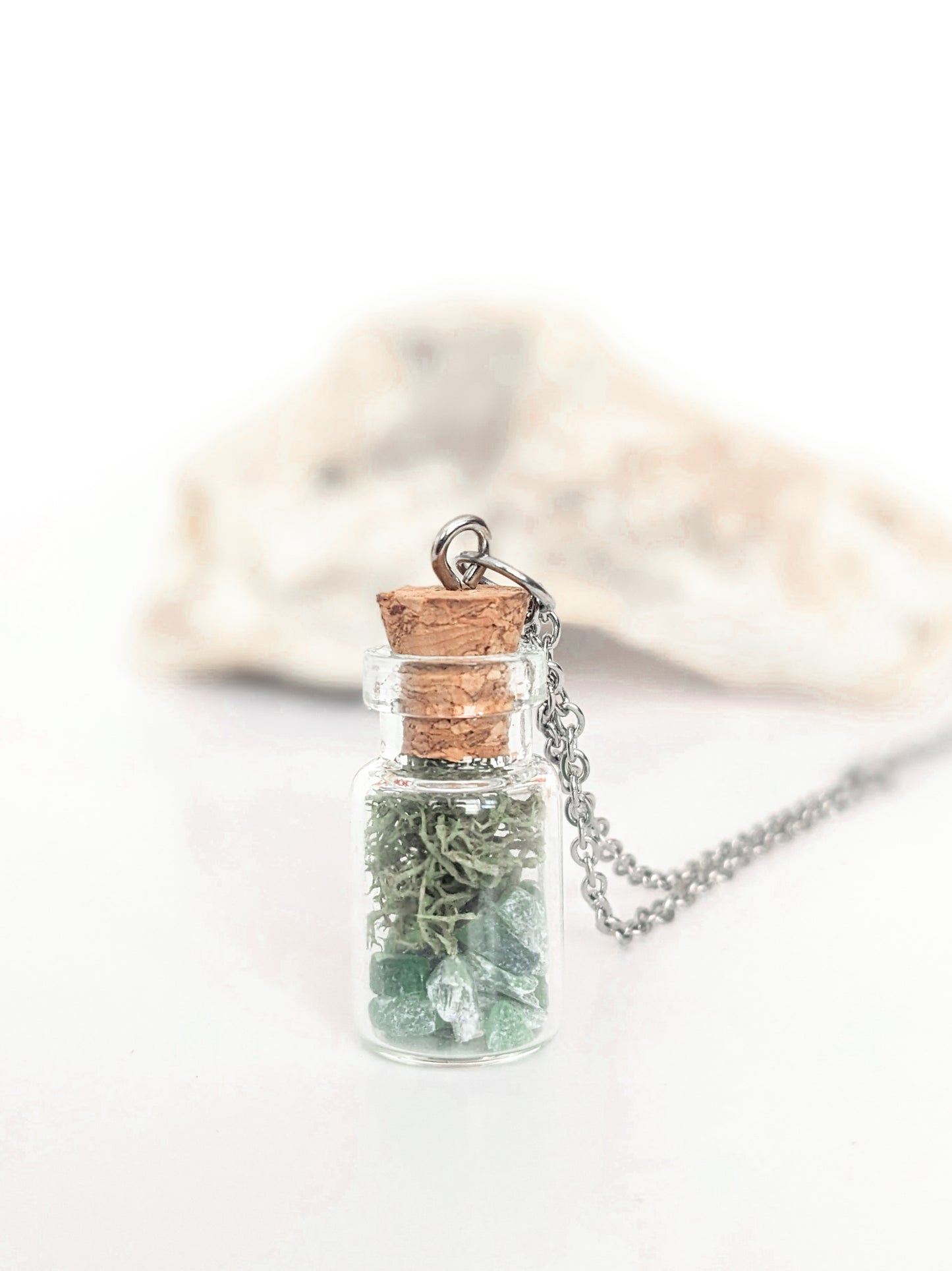 Mini Jade & Moss Terrarium Bottle Necklace